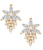 Sukai Jewels Ethnic Traditional Western Flower Design Diamond Studded Daily Wear Stud Earring for Women and Girls