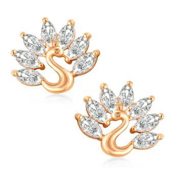 Sukai Jewels Ethnic Traditional Western Peacock Design Diamond Studded Daily Wear Stud Earring for Women and Girls 1