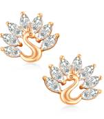 Sukai Jewels Ethnic Traditional Western Peacock Design Diamond Studded Daily Wear Stud Earring for Women and Girls
