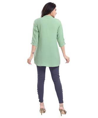 PISTA CREPE FABRIC WOMEN TUNIC kurtiWITH EMBROIDERY WORK 2