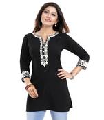 Enticing Black Embroidered Women Short Tunic Design