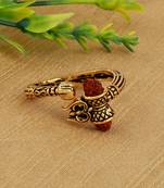 Rudraksha Trishul Damroo Designer Oxidized Gold Ring for Men & Women