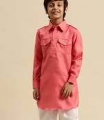 Sanwara Boy' Cotton Solid Pink Color Pathani Kurta
