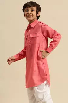 Sanwara Boy' Cotton Solid Pink Color Pathani Kurta