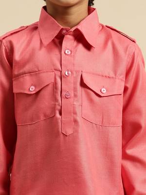 Sanwara Boy' Cotton Solid Pink Color Pathani Kurta 6