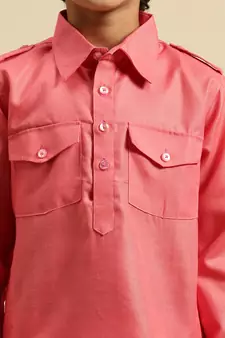 Sanwara Boy' Cotton Solid Pink Color Pathani Kurta