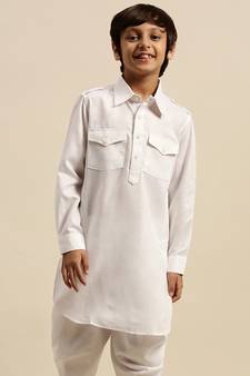 Sanwara Boy' Cotton Solid White Color Pathani Kurta