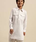 Boy' Cotton Solid White Color Pathani Kurta