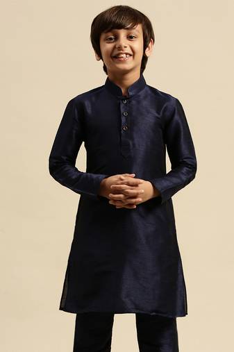 Sanwara Deep Blue Art Silk Kurta For Boys
