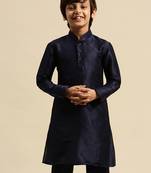 Deep Blue Art Silk Kurta For Boys