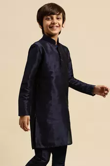 Deep Blue Art Silk Kurta For Boys