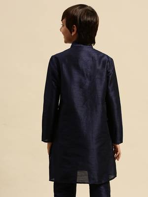 Deep Blue Art Silk Kurta For Boys 4