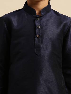Deep Blue Art Silk Kurta For Boys 6