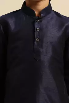 Deep Blue Art Silk Kurta For Boys
