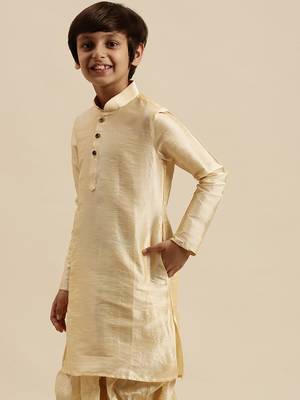 Deep Blue Art Silk Kurta For Boys 3