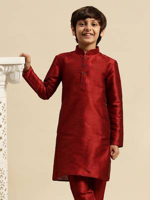 Deep Blue Art Silk Kurta For Boys 1