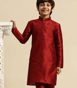 Deep Blue Art Silk Kurta For Boys