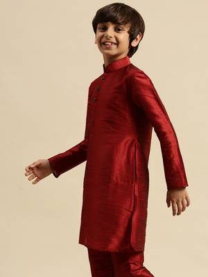 Deep Blue Art Silk Kurta For Boys 3