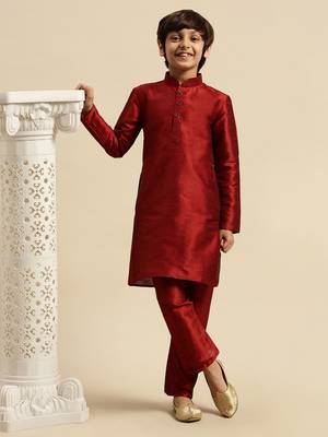 Deep Blue Art Silk Kurta For Boys 5