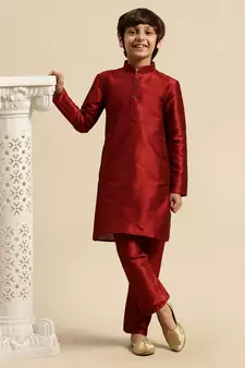 Deep Blue Art Silk Kurta For Boys