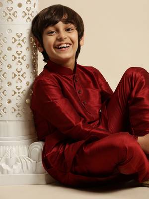 Deep Blue Art Silk Kurta For Boys 7