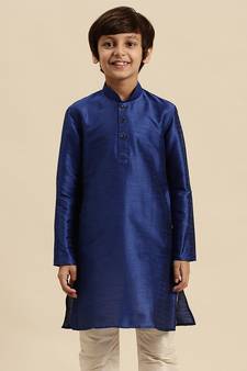 Sanwara Deep Blue Art Silk Kurta For Boys