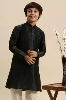 Sanwara Deep Blue Art Silk Kurta For Boys
