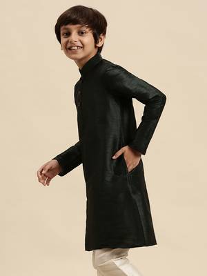 Sanwara Deep Blue Art Silk Kurta For Boys 3