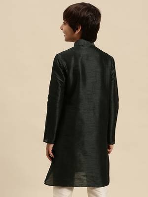 Sanwara Deep Blue Art Silk Kurta For Boys 4