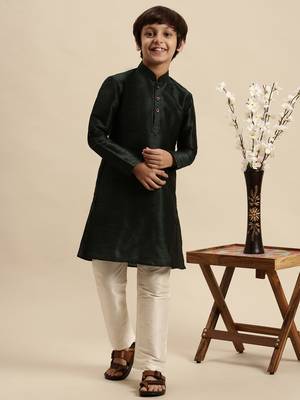 Sanwara Deep Blue Art Silk Kurta For Boys 5