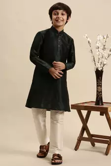 Sanwara Deep Blue Art Silk Kurta For Boys