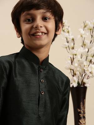 Sanwara Deep Blue Art Silk Kurta For Boys 7