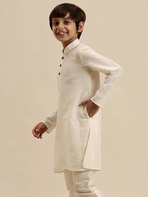 Sanwara Deep Blue Art Silk Kurta For Boys 3