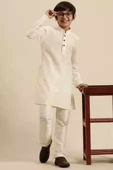 Sanwara Deep Blue Art Silk Kurta For Boys