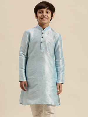 Deep Blue Art Silk Kurta For Boys 1