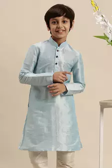 Deep Blue Art Silk Kurta For Boys