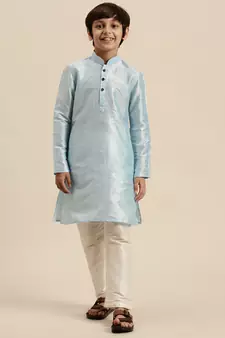 Deep Blue Art Silk Kurta For Boys
