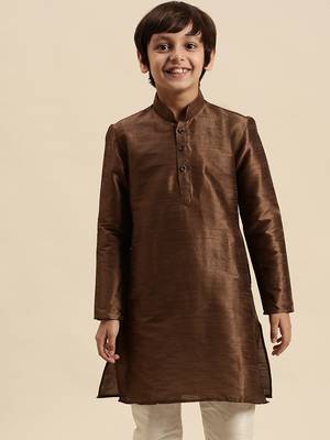 Deep Blue Art Silk Kurta For Boys 1