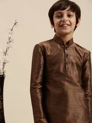 Deep Blue Art Silk Kurta For Boys 2