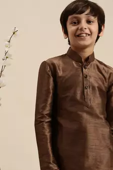 Deep Blue Art Silk Kurta For Boys