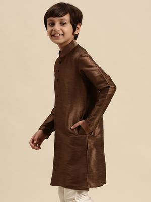 Deep Blue Art Silk Kurta For Boys 3