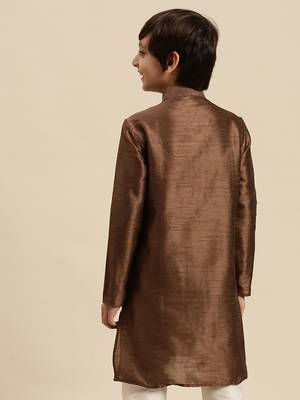 Deep Blue Art Silk Kurta For Boys 4