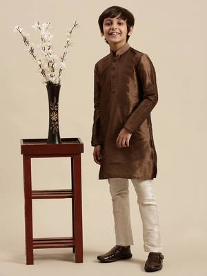 Deep Blue Art Silk Kurta For Boys 5
