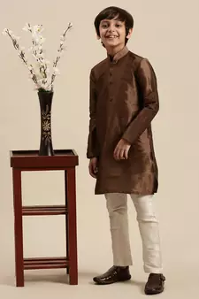 Deep Blue Art Silk Kurta For Boys