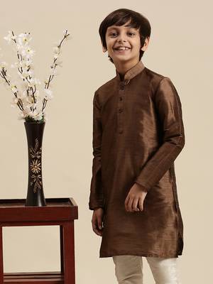 Deep Blue Art Silk Kurta For Boys 7