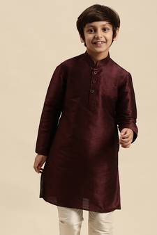 Sanwara Deep Blue Art Silk Kurta For Boys
