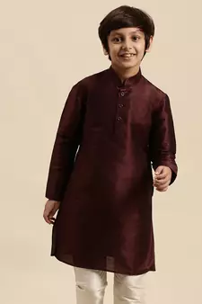 Sanwara Deep Blue Art Silk Kurta For Boys