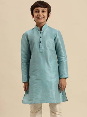 Deep Blue Art Silk Kurta For Boys 1