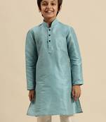 Deep Blue Art Silk Kurta For Boys