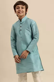 Deep Blue Art Silk Kurta For Boys